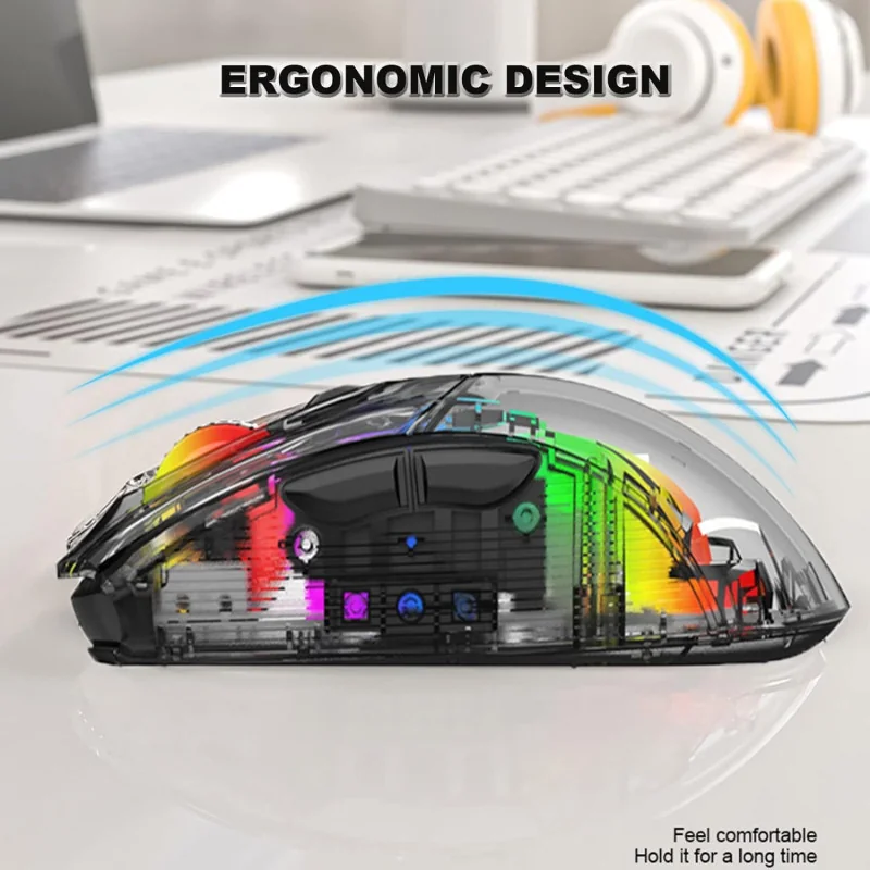 Transparent RGB Mechanical Dual Mode Gaming Mouse