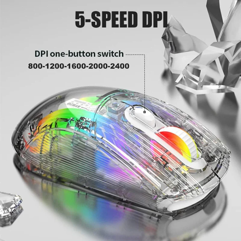 Transparent RGB Mechanical Dual Mode Gaming Mouse