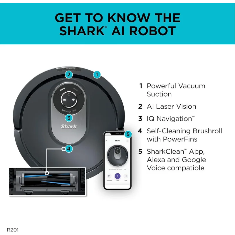 Shark AI Robot Vacuum (RV2001) - Smart Mapping, Scheduling, and Pet Hair Pick Up