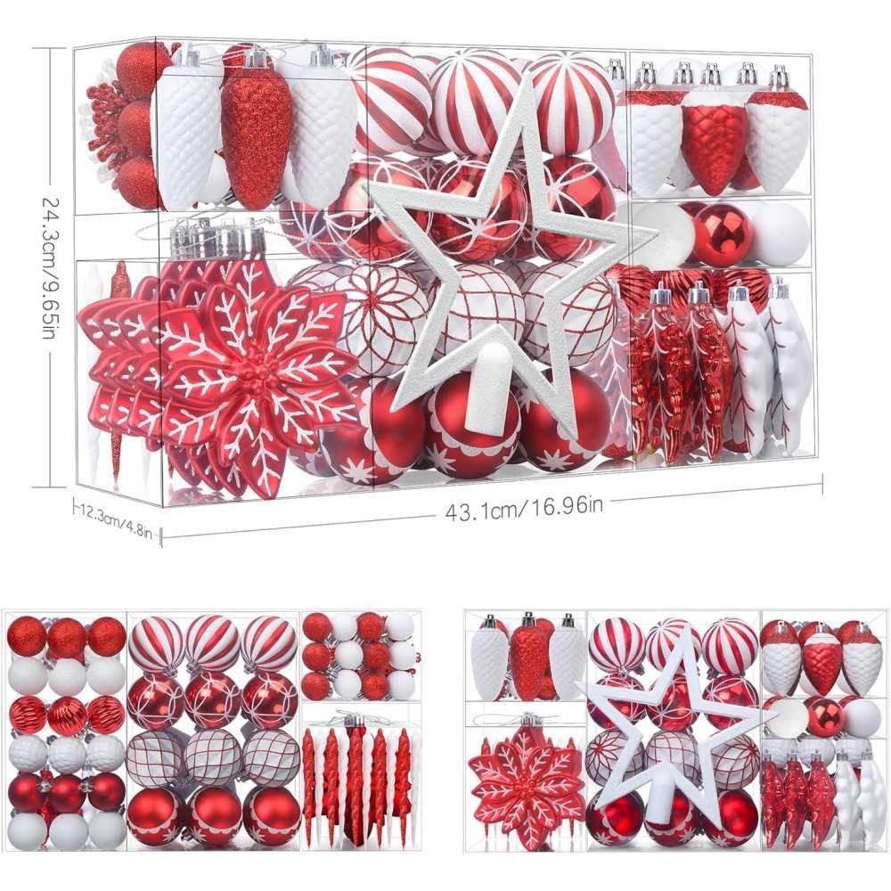 106ct Colorful Shatterproof Christmas Ornaments Set | TekChoice Electronics