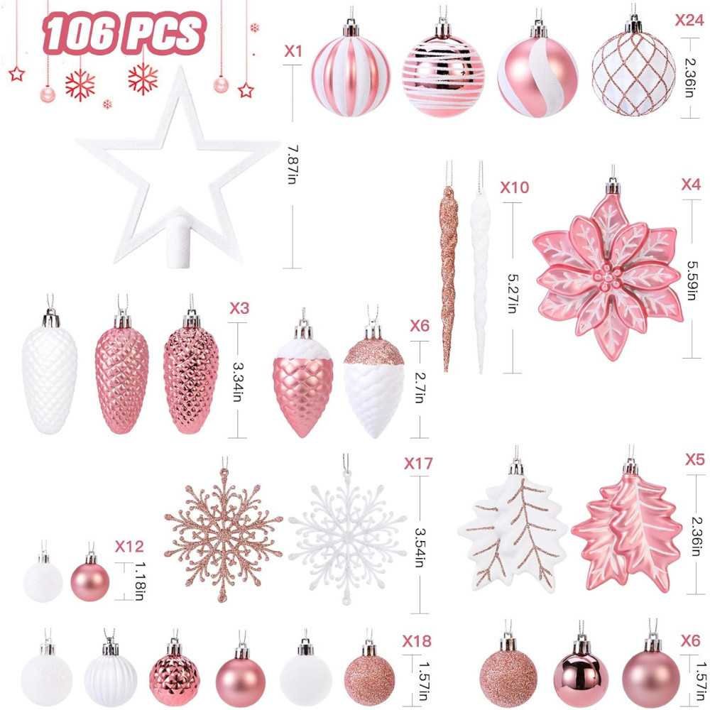 106ct Colorful Shatterproof Christmas Ornaments Set | TekChoice Electronics