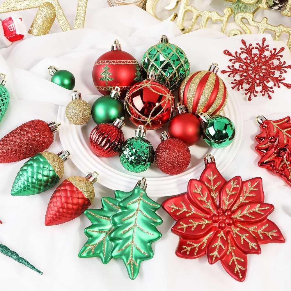 106ct Colorful Shatterproof Christmas Ornaments Set | TekChoice Electronics