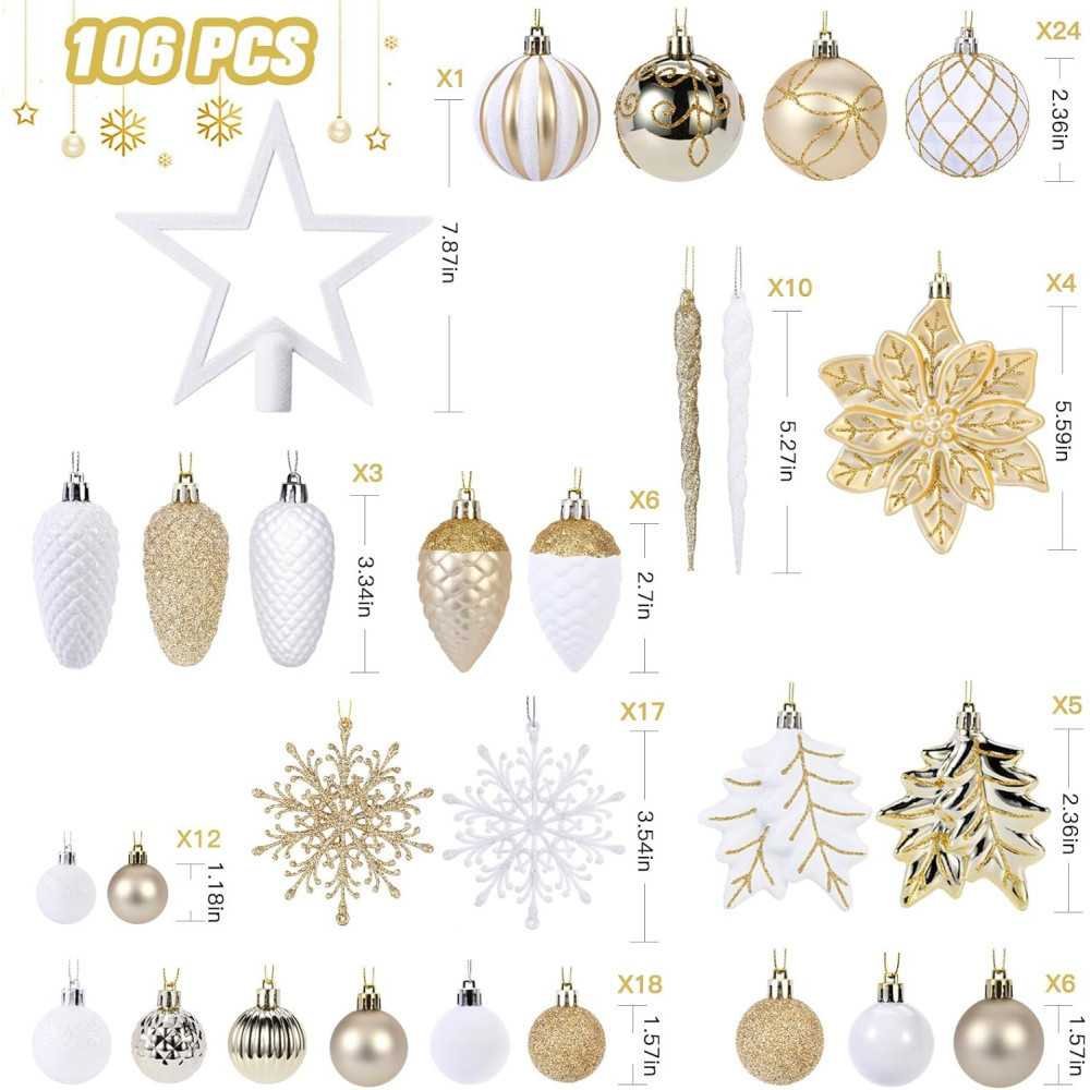 106ct Colorful Shatterproof Christmas Ornaments Set | TekChoice Electronics