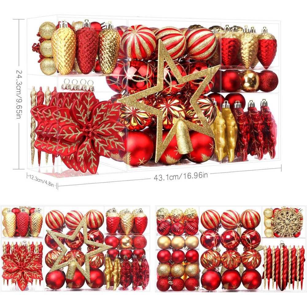 106ct Colorful Shatterproof Christmas Ornaments Set | TekChoice Electronics