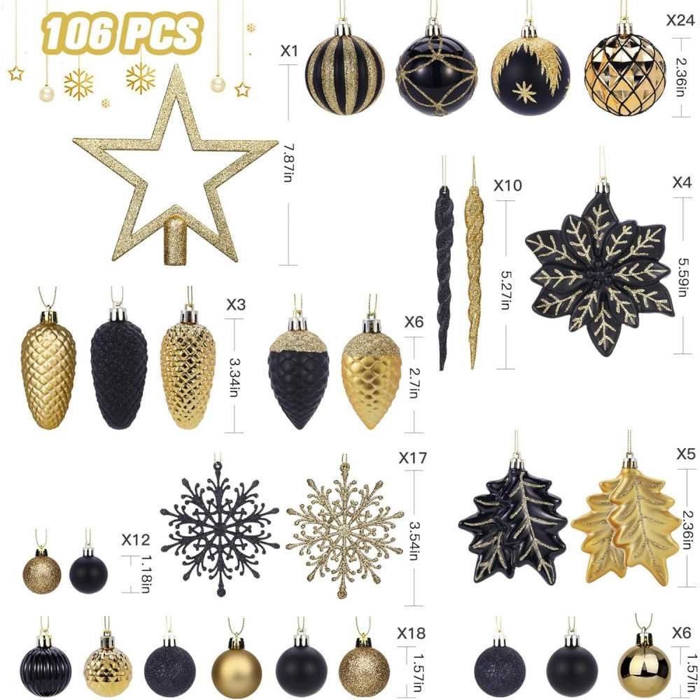 106ct Colorful Shatterproof Christmas Ornaments Set | TekChoice Electronics