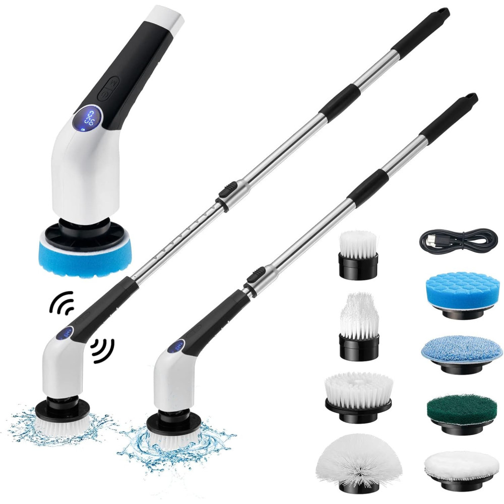 Electric Spin Scrubber: Efficient Cordless Power Scrubber w/ 420RPM for Powerful Cleaning