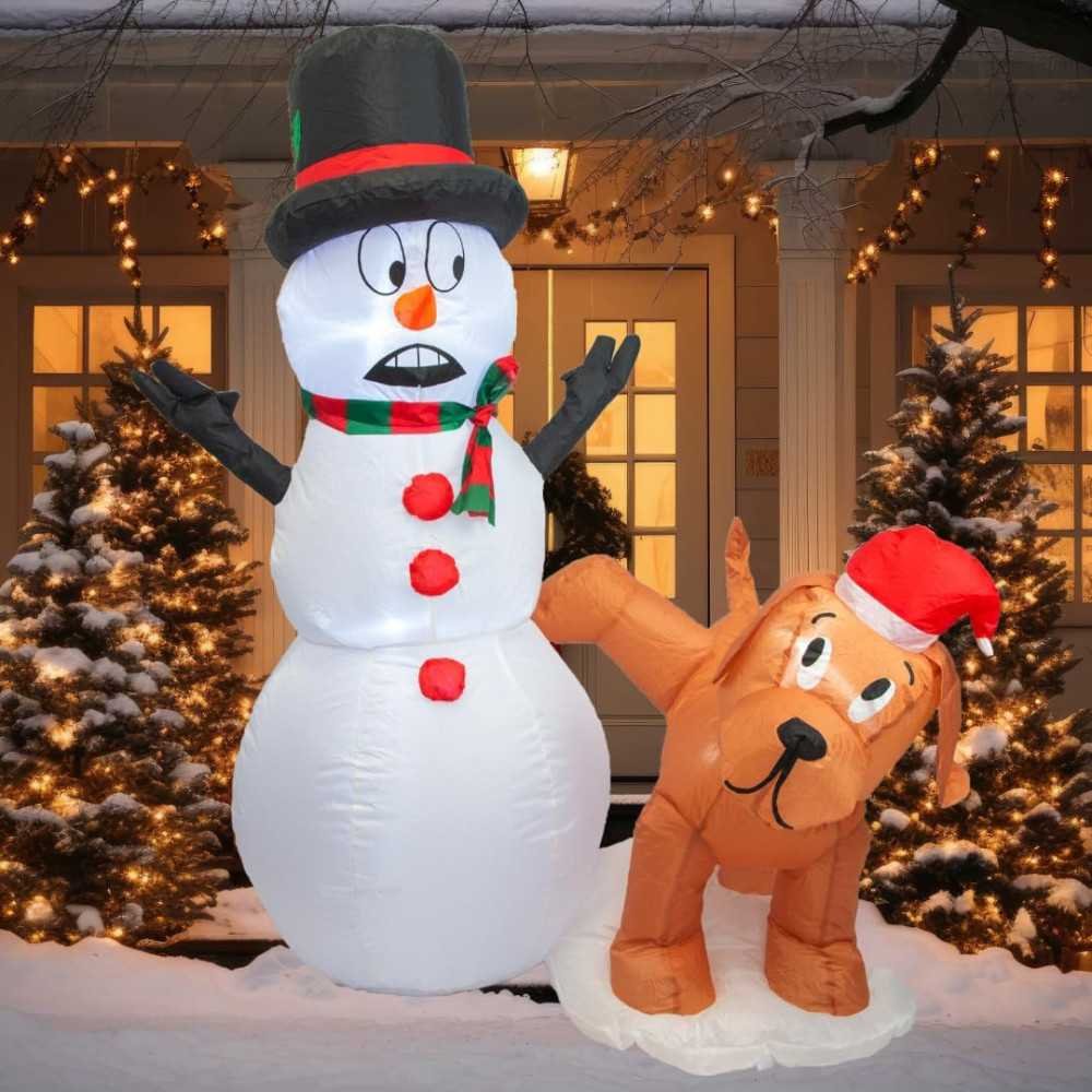 4 FT Christmas Inflatable Snowman & Peeing Dog Duo | TekChoice Electronics