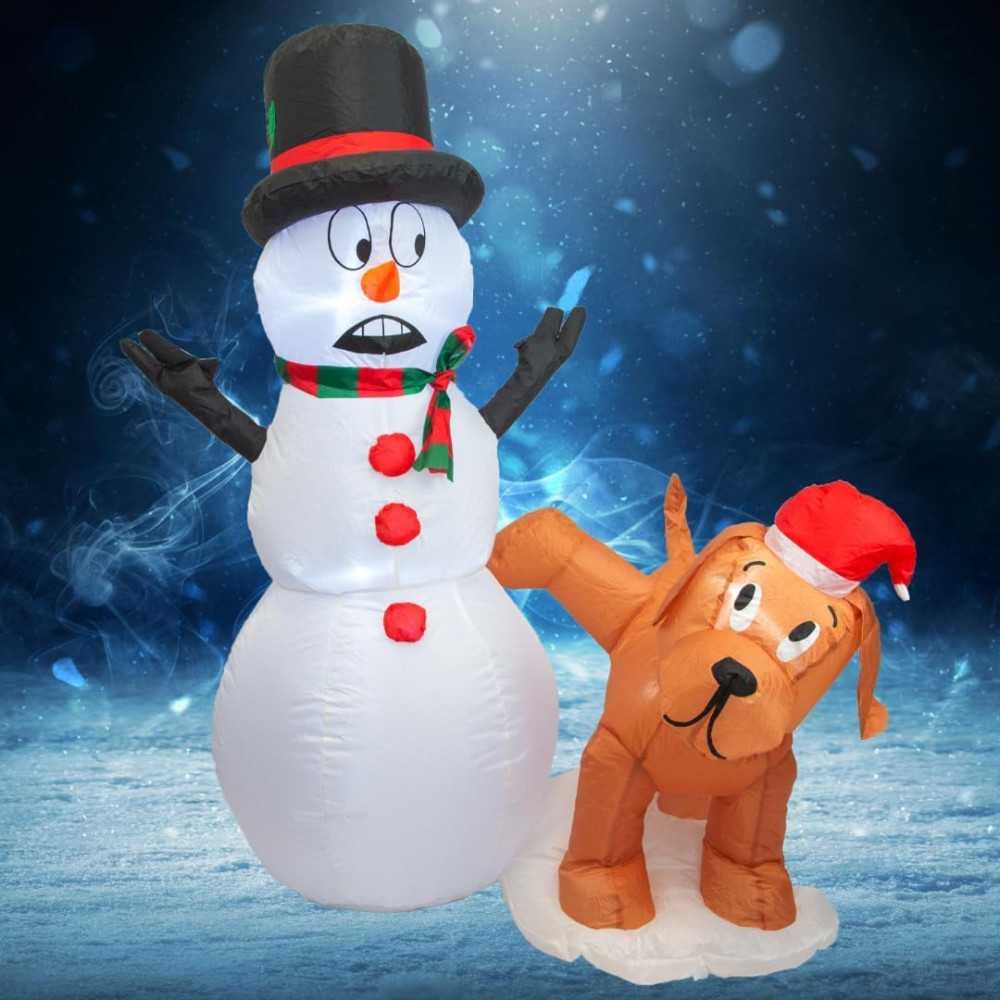 4 FT Christmas Inflatable Snowman & Peeing Dog Duo | TekChoice Electronics