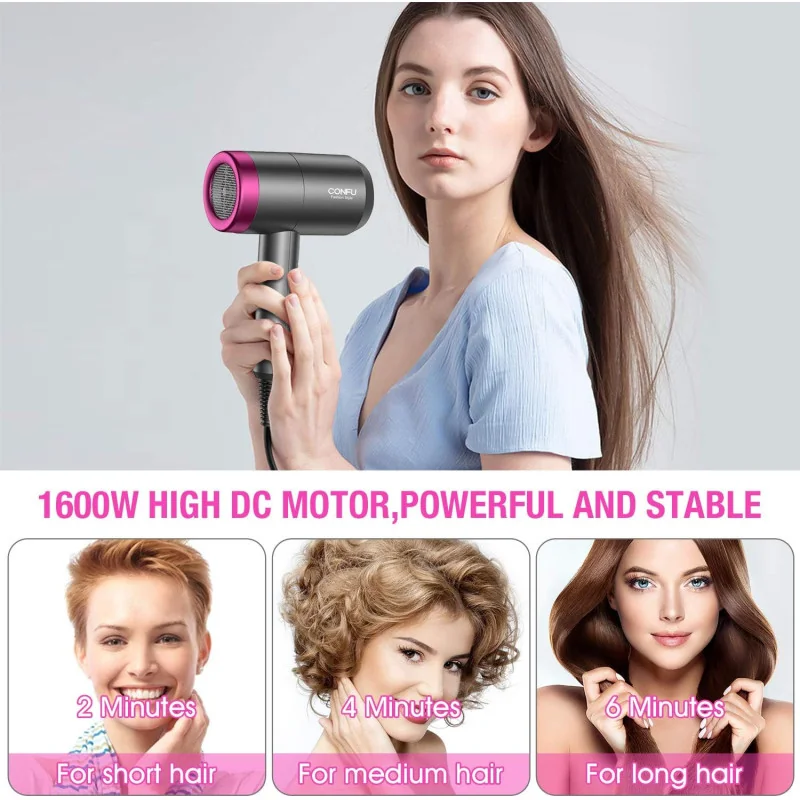 CONFU 1600W Professional Ionic Blow Dryer: Powerful & Portable