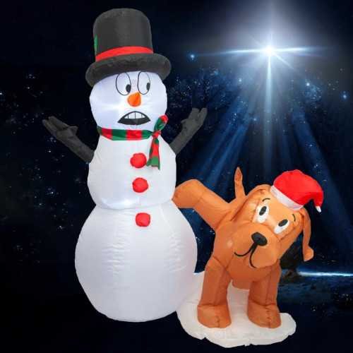 4 FT Christmas Inflatable Snowman & Peeing Dog Duo | TekChoice Electronics