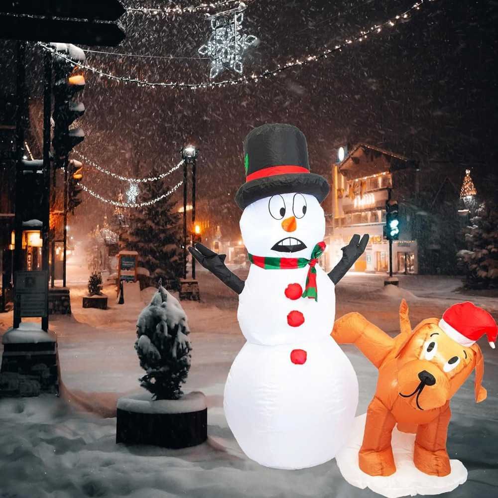 4 FT Christmas Inflatable Snowman & Peeing Dog Duo | TekChoice Electronics