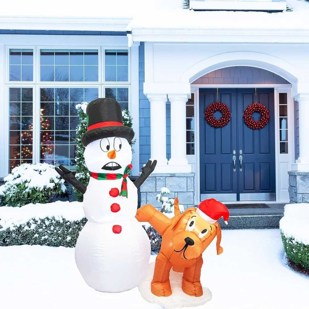 4 FT Christmas Inflatable Snowman & Peeing Dog Duo | TekChoice Electronics