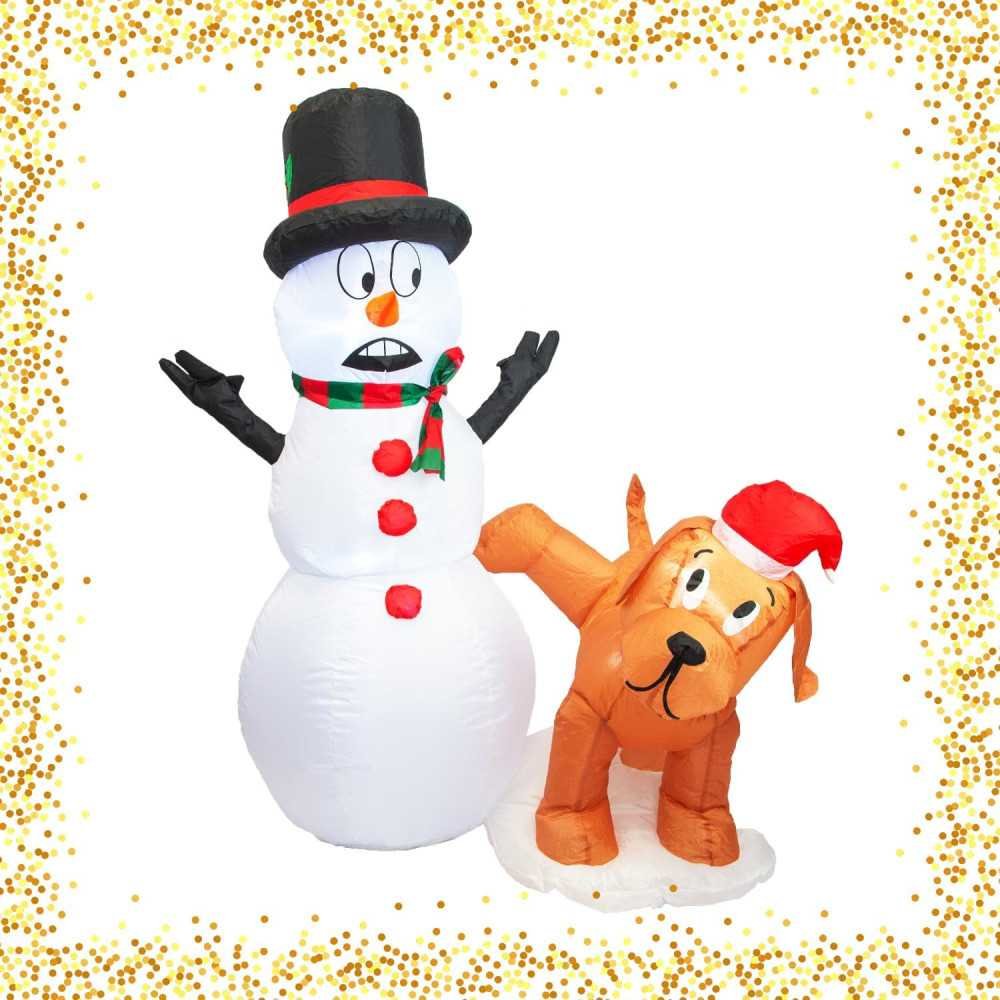 4 FT Christmas Inflatable Snowman & Peeing Dog Duo | TekChoice Electronics