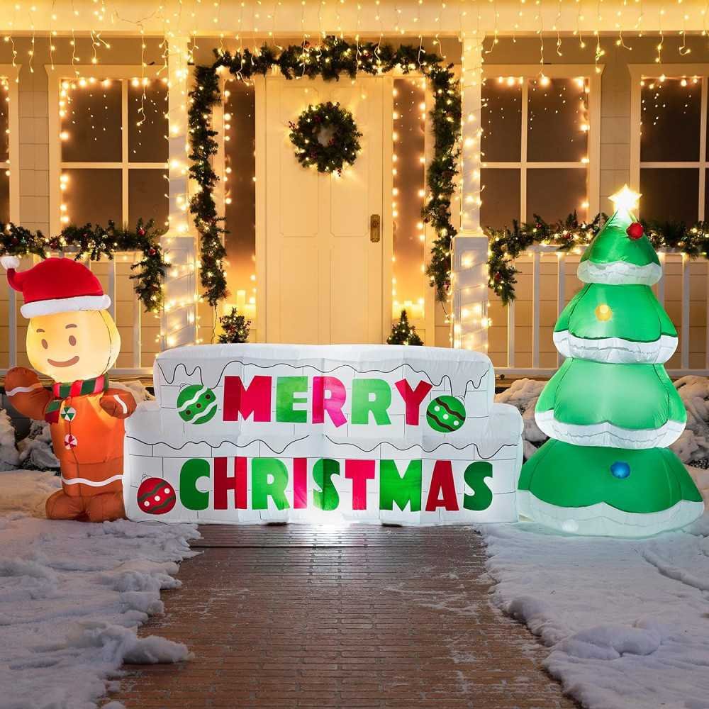 10 FT Christmas Inflatable Gingerbread Man and Christmas Tree | TekChoice Electronics