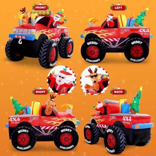 8 FT Santa Monster Truck Christmas Inflatable Yard Decoration | TekChoice Electronics