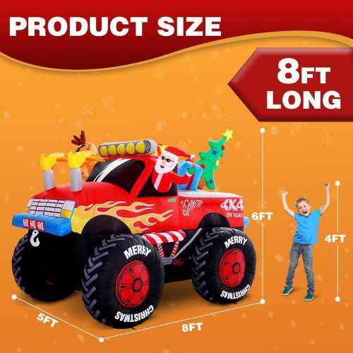 8 FT Santa Monster Truck Christmas Inflatable Yard Decoration | TekChoice Electronics