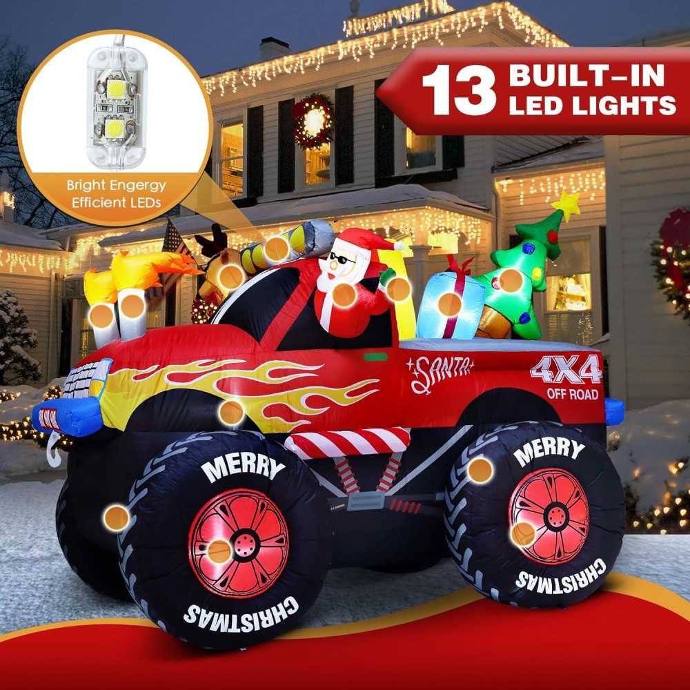 8 FT Santa Monster Truck Christmas Inflatable Yard Decoration | TekChoice Electronics