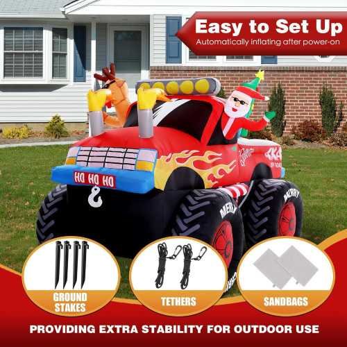 8 FT Santa Monster Truck Christmas Inflatable Yard Decoration | TekChoice Electronics