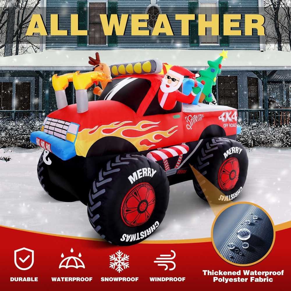 8 FT Santa Monster Truck Christmas Inflatable Yard Decoration | TekChoice Electronics