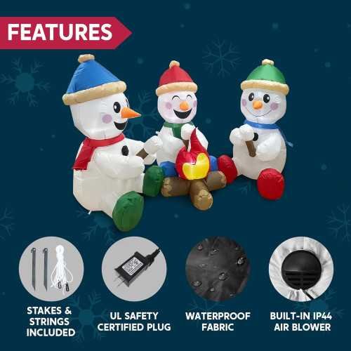 6 FT Long Christmas Inflatable Snowman Trio | TekChoice Electronics