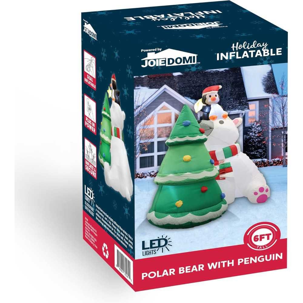 6 FT Polar Bear Inflatable with Penguin and Xmas Tree | TekChoice Electronics