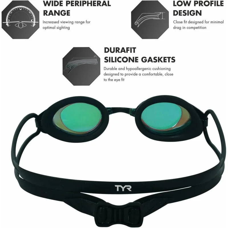 Adult Fit Swim Goggles - TYR Blackhawk Mirrored