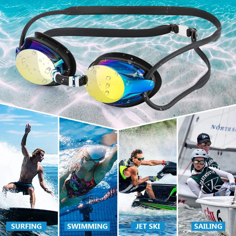 Adult Unisex Swimming Goggles w/ Anti-Fog and No-Leak Design