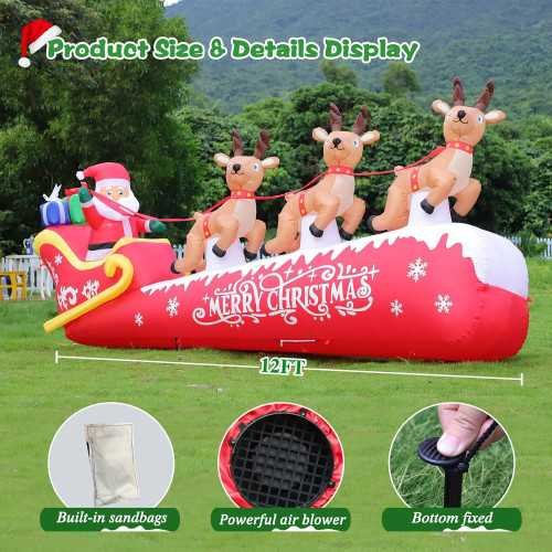 12 FT Inflatable with Reindeers and LED Lights | TekChoice Electronics