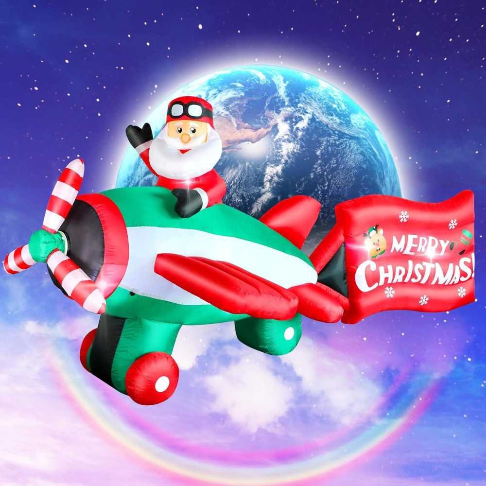 10.5 FT Santa Claus in Animated Helicopter Inflatable | TekChoice Electronics