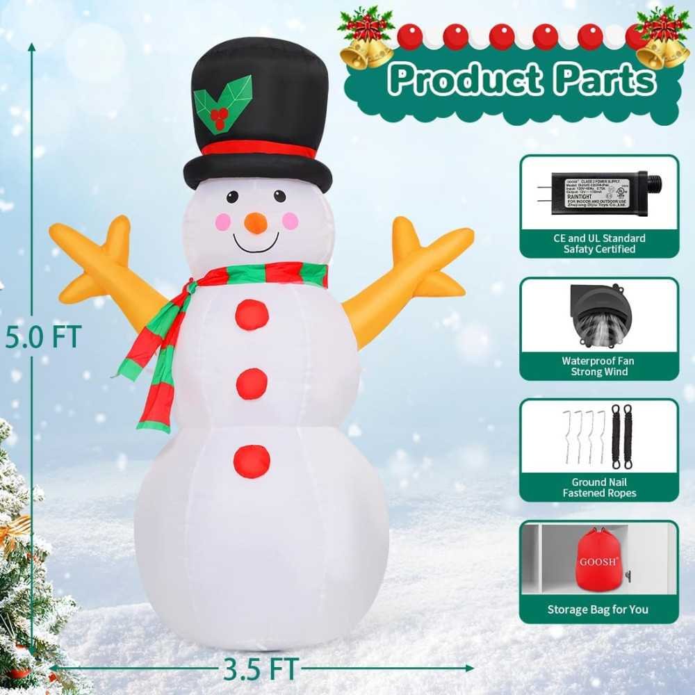 5 FT Christmas Snowman Inflatable Decoration | TekChoice Electronics