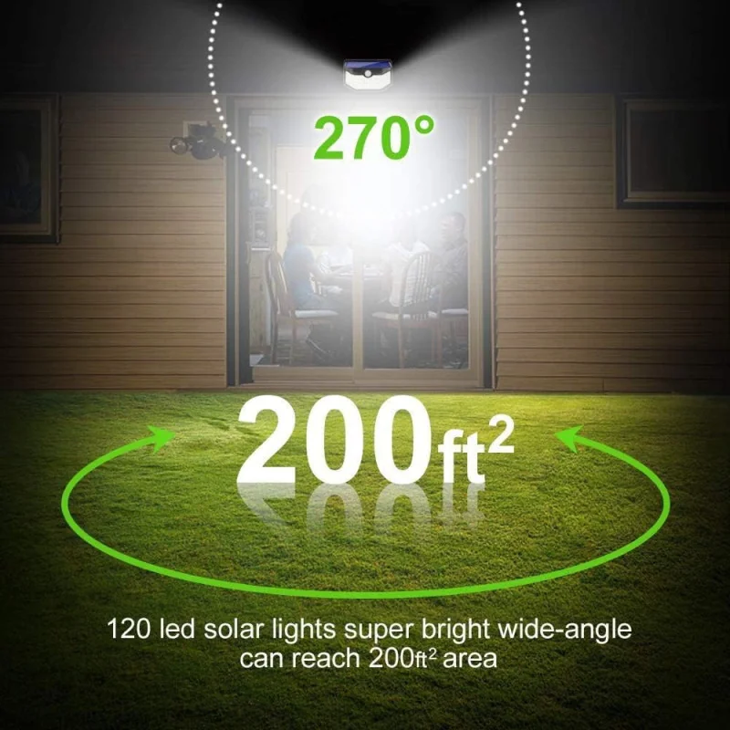 120 LED Solar Security Motion Sensor Wall Lights – Perfect for Garden, Patio, and Yard (2 Pack)