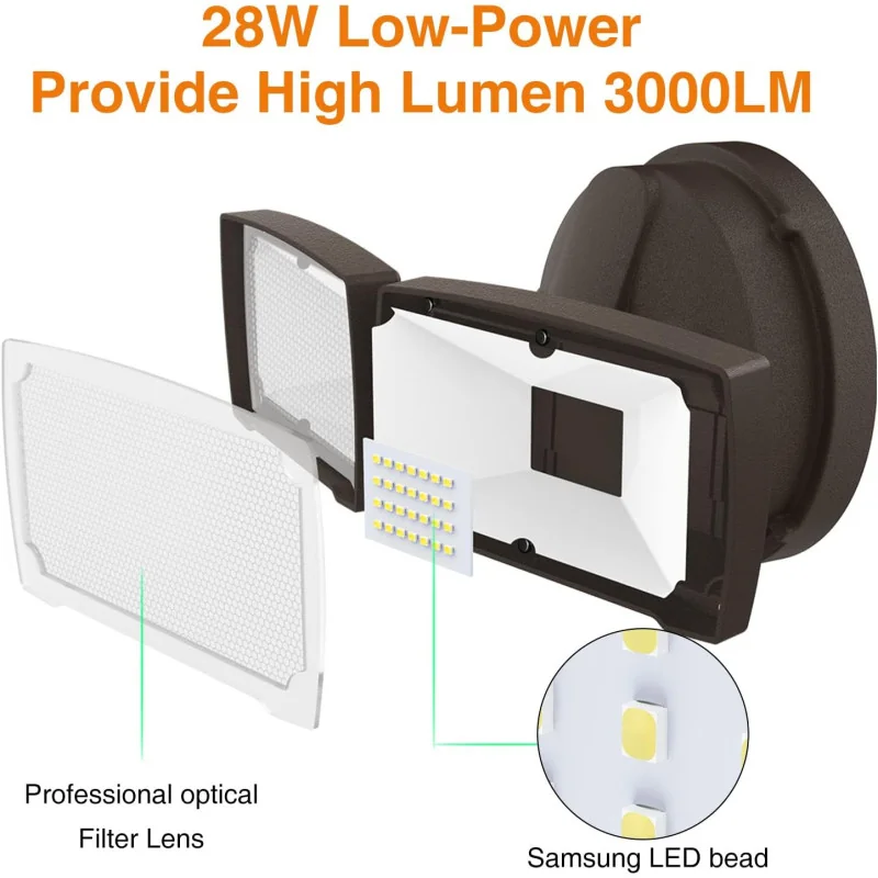 3500LM LED Flood Light w/ 3 Adjustable Heads