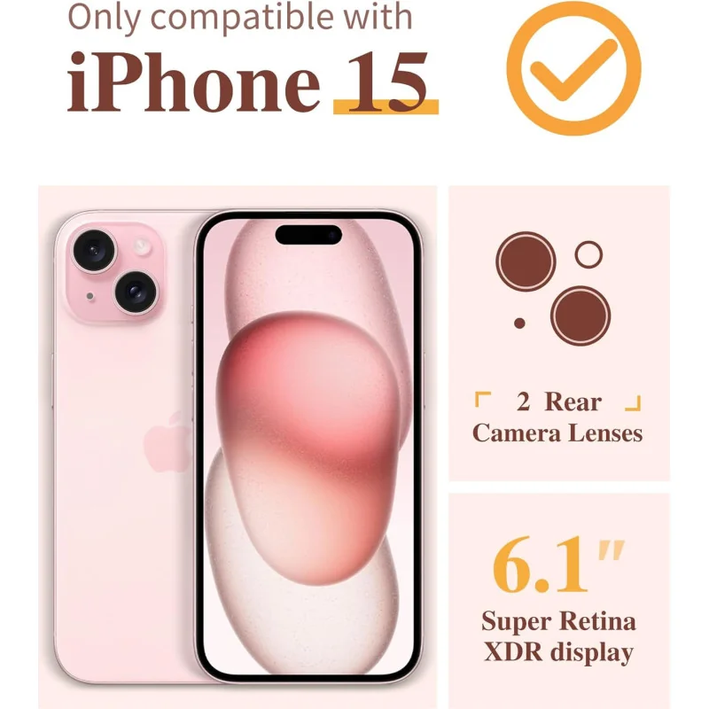 Stylish 5-in-1 Floral iPhone 15 Case w/ Screen & Camera Protectors