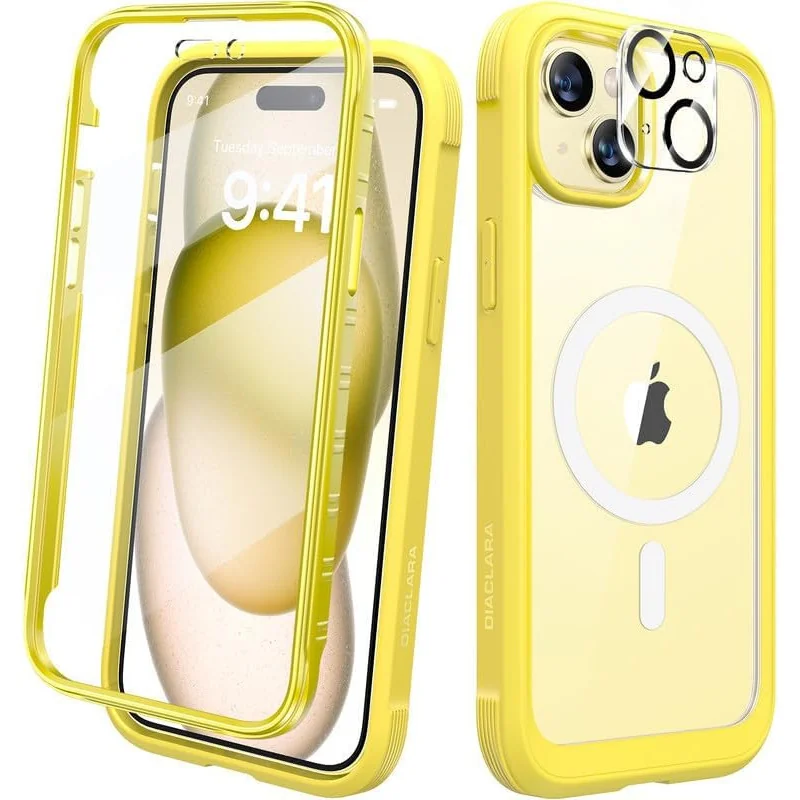 iPhone 15 / Plus Case - Full Body Rugged Protection w/ Touch Sensitive Screen & Camera Lens Shields