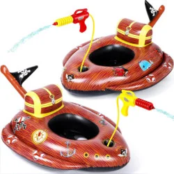 (2 Pack) Inflatable Pirate Ship Pool Float