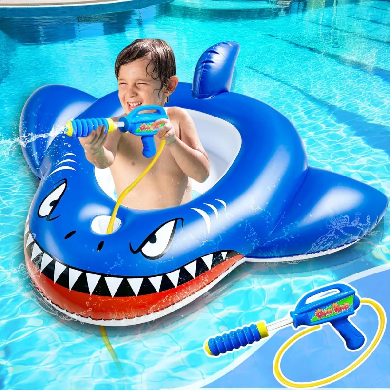 Toddler Pirate Pool Float w/ UPF 50+ Canopy and Water Gun