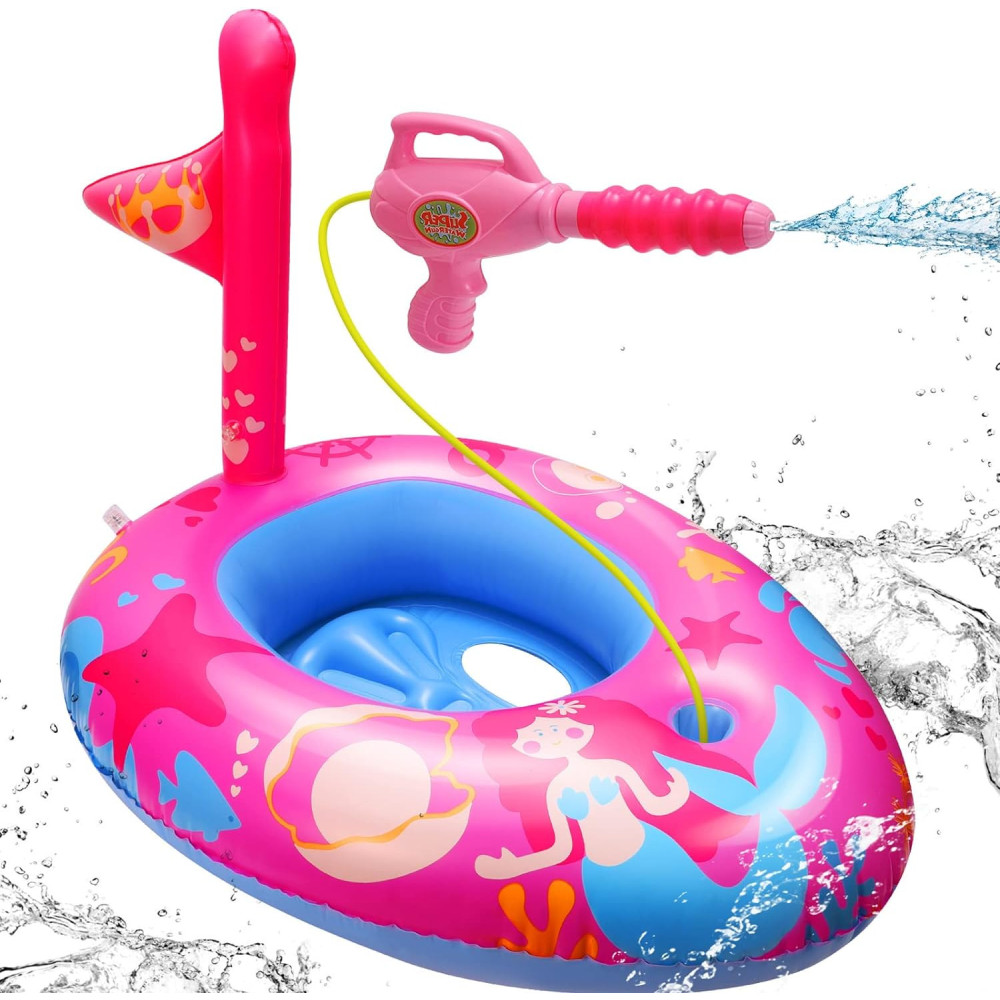 Safe Inflatable Pool Float for Kids Aged 3 - 12 w/ Water Gun