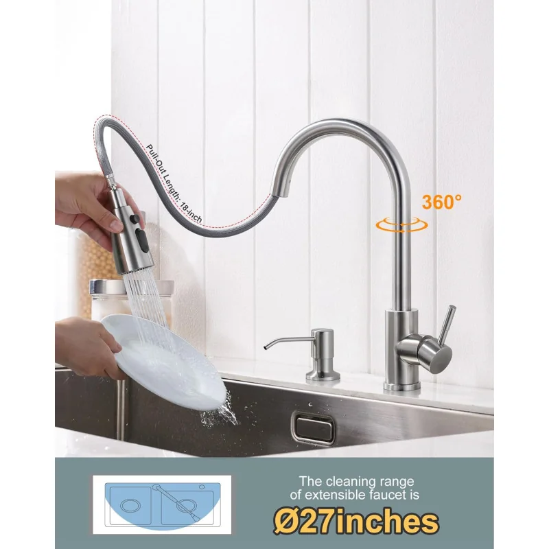 Stainless Steel Kitchen Faucet w/ Pull-Down Sprayer