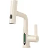 Single Handle Bathroom Basin Sink Faucet w/ Rainfall Spray Head and Digital Temperature Display