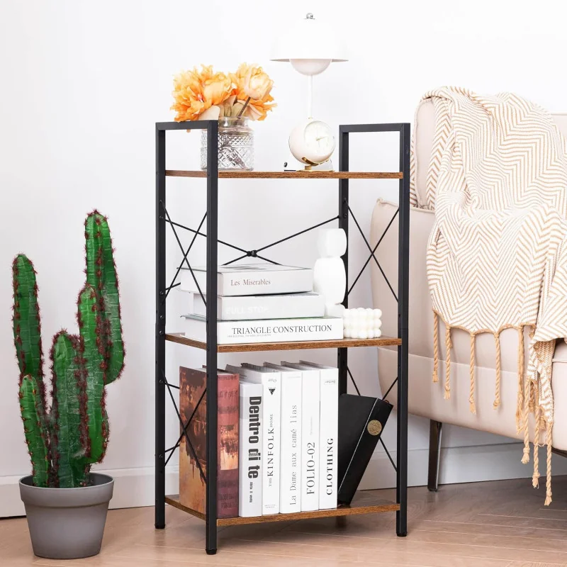 Freestanding Industrial Bookcase w/ Metal Frame