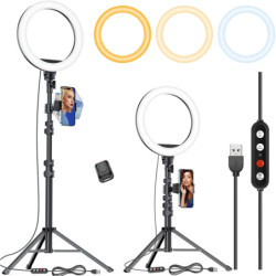 Weeylite WE9 8 inch RGB Ring Selfie Light - APP Control, With Tripod Stand Battery - For TikTok, Youtube and Makeup Tutorial