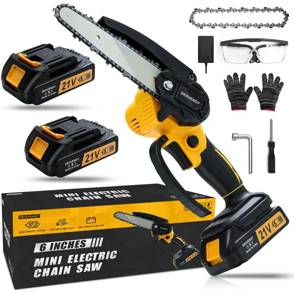 Lightweight Mini Chainsaw with Safe Lock Technology and Dual Batteries