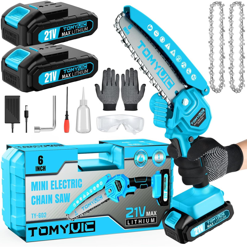 6 in Battery-Powered Mini Chainsaw w/ Two Rechargeable Batteries