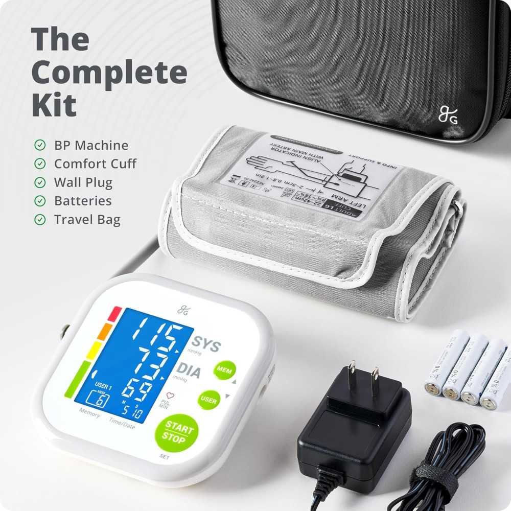 Blood Pressure Monitor Machine Kit with Luxury Comfort Cuff and Wall Adapter | TekChoice Electronics