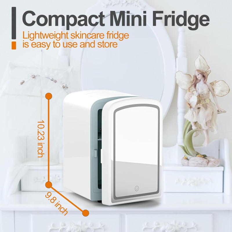 Mini Beauty Fridge w/ Dimmable LED Mirror