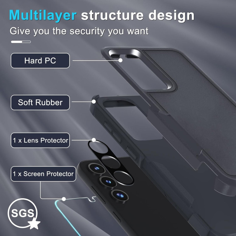 Samsung Galaxy S23 / S24 Case w/ Full Body Heavy Duty Rugged Design, Lanyard Strap, and Bonus Accessories