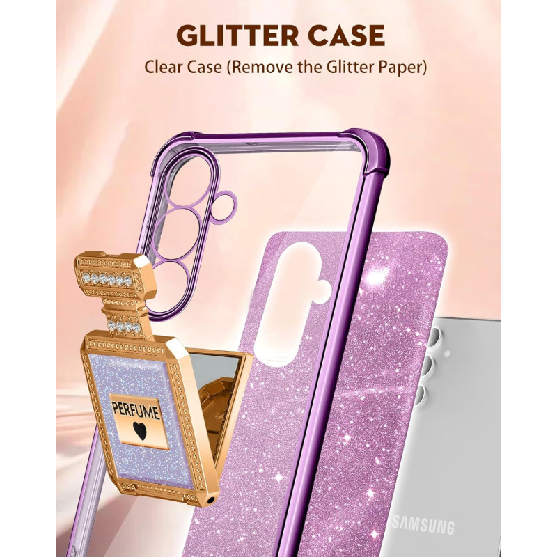 Glitter Cover w/ Makeup Mirror Stand for Samsung Galaxy S24