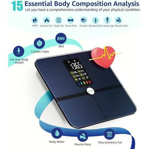 Advanced Body Fat Digital Bathroom Wireless Weight Scale with Heart Health Monitoring & Body Composition Analysis | TekChoice Electronics