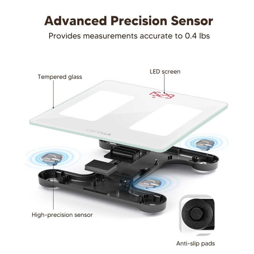 Digital Bathroom Scale for Accurate Weight Monitoring at Home - Featuring Sturdy Glass Design and Bright LED Display up to 400lb | TekChoice Electronics