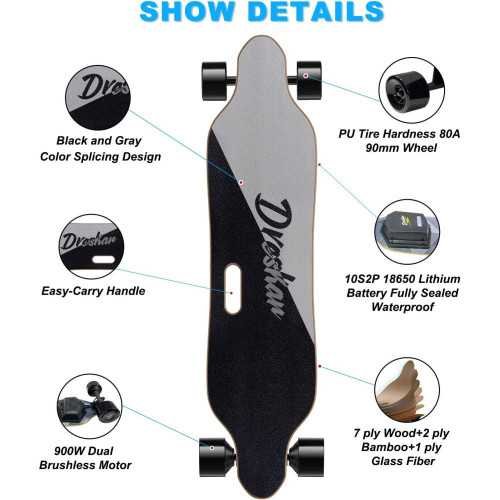 Electric Skateboards - 900W Dual Brushless Motor, 25MPH Top Speed, and Wireless Remote Control